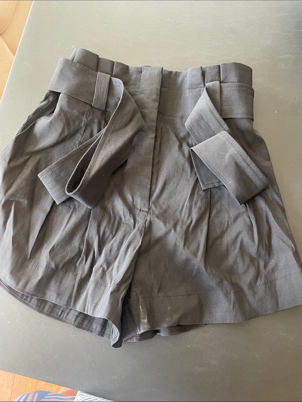 ALC 2 High-Waist Tie-Belt Women’s Shorts — Charcoal Gray